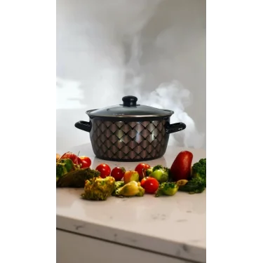Lüks Siyah Desenli 22 cm Kızartma Tenceresi – 4,5 Lt
