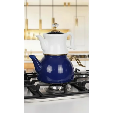 Dufy Lacivert Lüks Porselen Çaydanlık Seti