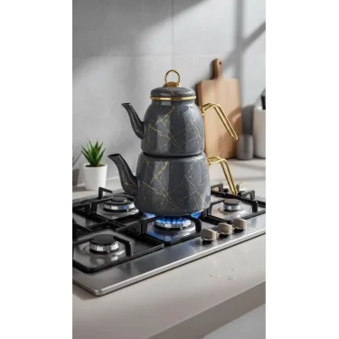 Protokol London Kırık Mermer Dokunuşlu Şık Çaydanlık Seti