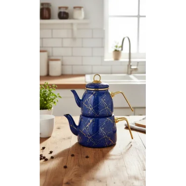 Protokol London Kırık Mermer Lüks Çaydanlık Takımı