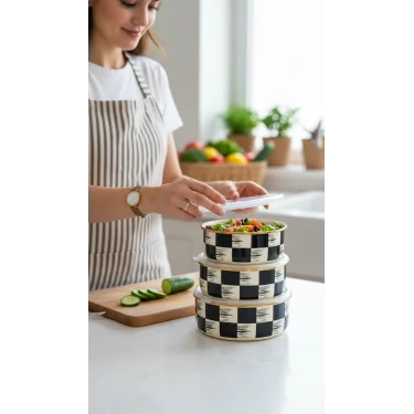 İtalyan Dama Model 3lü Saklama Kabı Seti 14/16/18 cm