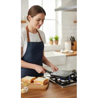 Lüx Döküm Granit Ocak Üstü El Tost Makinesi