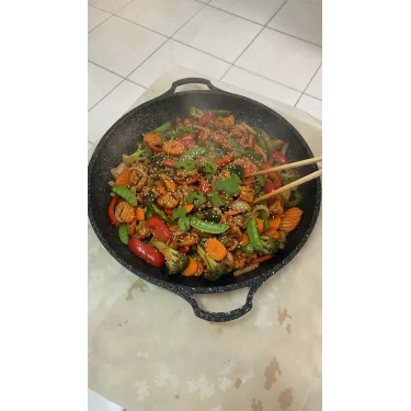 Hanımeli Granit Döküm 38 cm Çok Amaçlı Tava – Profesyonel Eşit Isı Dağılımı