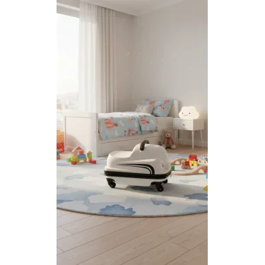 Premium ABS Sürdürülebilir Çocuk Valizi – Beyaz 360° Dönme