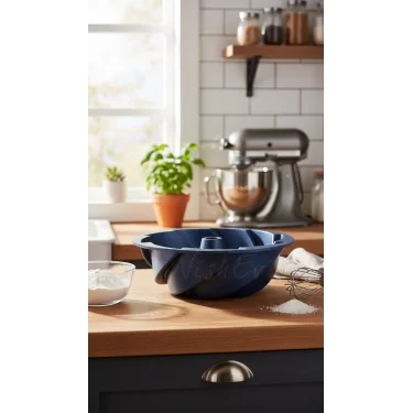 Hanımeli Premium Döküm Kek Turta Kalıbı Mavi 26 cm