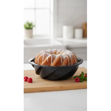 Hanımeli Siyah Döküm Rüzgar Gülü Premium Kek Turta Kalıbı 26 cm