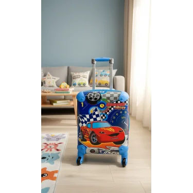 Speedy Cars Premium Mavi Erkek Çocuk Valizi