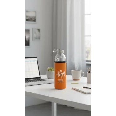 Premium Turuncu Kılıflı Cam Matara 750 ml – Sağlıklı Şıklık