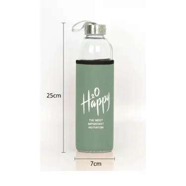 Premium Fıstık Yeşili Kılıflı Cam Matara 750 ml – Lüks ve Sağlıklı Taşıma