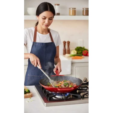 Sürel Wok Tava 35 Cm Kırmızı Demir Döküm