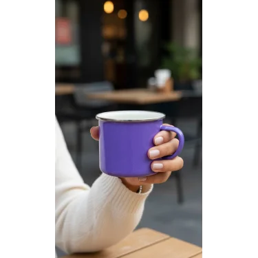 İtalyan Emaye Kupa 10cm -mavi