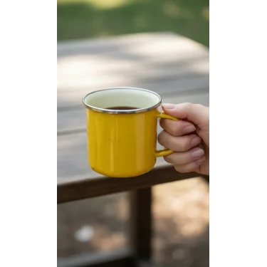 İtalyan Premium Emaye Kampçı Kupa – Sarı