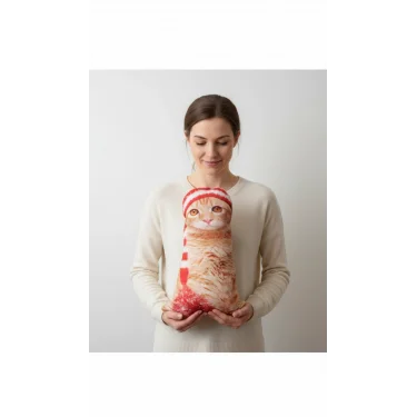 Lüks 3D kedi Motifli Yastık