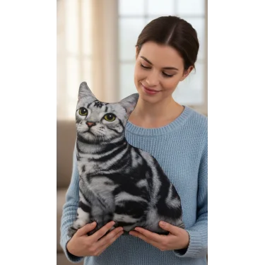 American Shorthair 3D Dijital Baskılı Lüks Kedi Yastığı