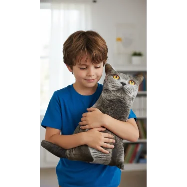 3D Dijital baskılı kedi yastık BRİTİSH SHORTHAİR kedi
