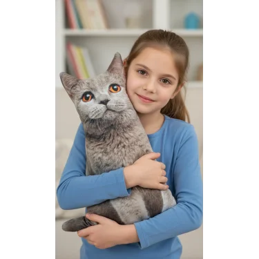 3d Dijital Baskılı Dekoratif Kedi Yastık Duman