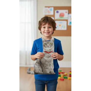 3d Dijital Baskılı Dekoratif Kedi Yastık