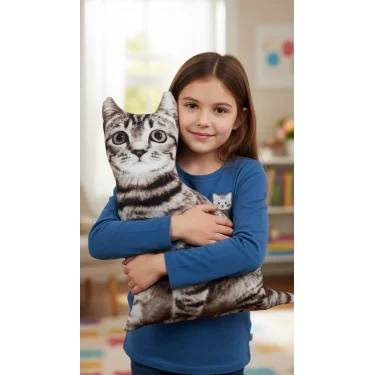 3d Dijital Baskılı Dekoratif Kedi Yastık Tekir