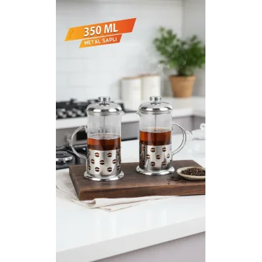 French Press - Filtre Kahve Ve Bitki Çayı Demliği 350 ml 2-adet