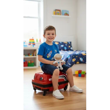 Nishev Kırmızı 360° Dönebilen ABS Çocuk Valizi - Hafif ve Dayanıklı