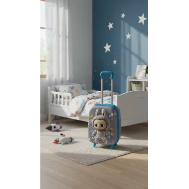 Erkek Çocuk Mavi Kabin Boy Çekçekli Valiz