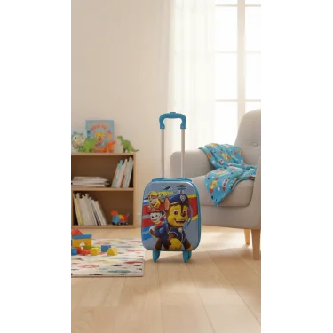 Mavi Çocuk Valizi - Çekçekli ve Tekerlekli Bavul