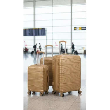 Abs 3lü Valiz Bavul Seti Gold - Darbelere Karşı Yüksek Koruma