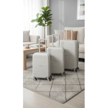 Abs 3lü Valiz Bavul Seti Gri - Darbelere Karşı Yüksek Koruma