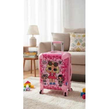 Lüks Kız Çocuk Pembe Lol Baskılı Kabin Valizi