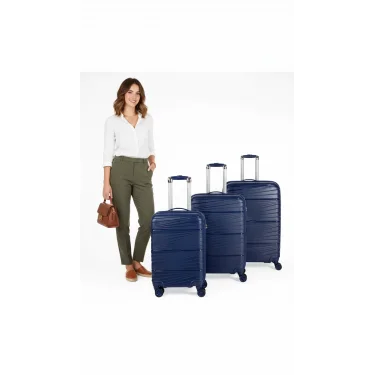 901 3lü Valiz Bavul Seti Lacivert - Darbelere Karşı Yüksek Koruma