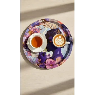 Premium 35cm Metal Yuvarlak Tepsi – Özel Tasarım