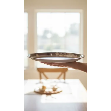 Premium Metal Yuvarlak Tepsi 35 cm – Özel Tasarım