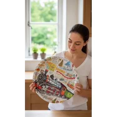 Prestijli Metal Yuvarlak Dekor Tepsi 35 cm – Özel Tasarım