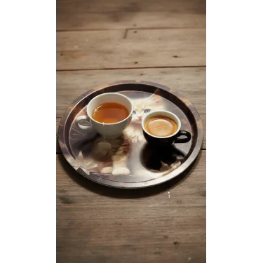 Premium Metal Yuvarlak Tepsi 35 cm – Özel Tasarım