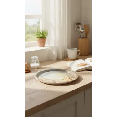 Prestij Metalik Yuvarlak Tepsi – 35 cm Özel Tasarım