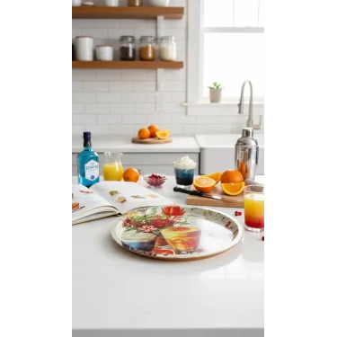 Premium 35 cm Metal Yuvarlak Tepsi – Özel Tasarım