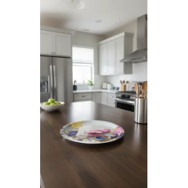 Nishev Premium 35 cm Metal Yuvarlak Tepsi – Özel Tasarım