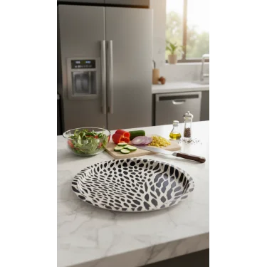 Premium 35 cm Metal Yuvarlak Dekoratif Tepsi – Özel Tasarım