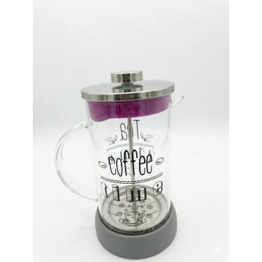 French Press - Filtre Kahve Ve Bitki Çayı Demliği 600ml Gri