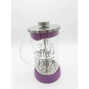 French Press - Filtre Kahve Ve Bitki Çayı Demliği 600 ml Mor