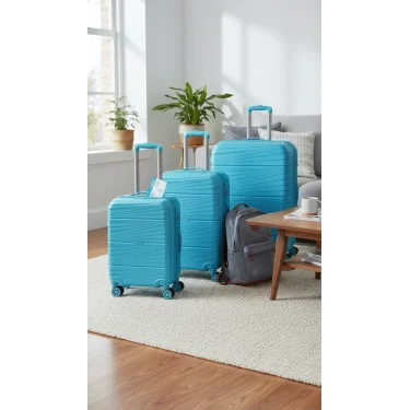 3’lü Valiz Bavul Seti Mavi – Darbelere Karşı Yüksek Koruma