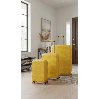 901 3lü Valiz Bavul Seti Sarı - Darbelere Karşı Yüksek Koruma
