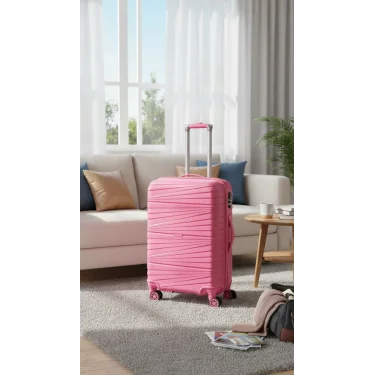 Premium Ultra Dayanıklı Kabin Boy Valiz - Pembe | %100 Saf PP Kırılmaz