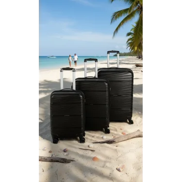 901 3lü Valiz Bavul Seti Siyah - Darbelere Karşı Yüksek Koruma