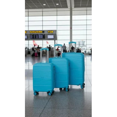 901 3lü Valiz Bavul Seti Turkuaz - Darbelere Karşı Yüksek Koruma