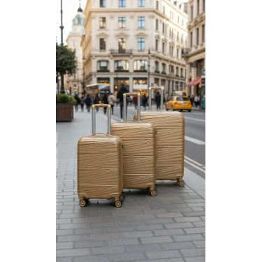 3’lü Valiz Bavul Seti Gold – Darbelere Karşı Yüksek Koruma