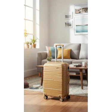 Premium Ultra Dayanıklı Kabin Boy Valiz - Gold | %100 Saf PP