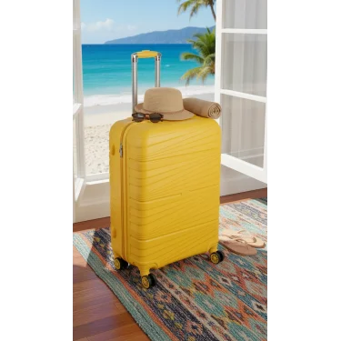 Premium Ultra Dayanıklı Büyük Boy Valiz - Sarı | %100 Saf PP Kırılmaz