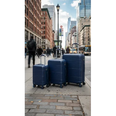 3’lü Valiz Bavul Seti Lacivert – Darbelere Karşı Yüksek Koruma