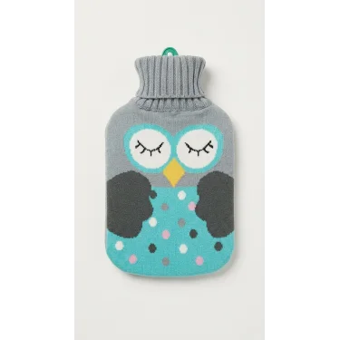Baykuş Desenli Örgü Kılıflı Sıcak Su Torbası - 1.8 Litre